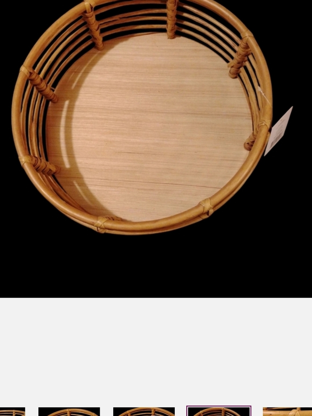 Handcrafted Tan Rattan Round Serving Tray - Picture 2 of 8